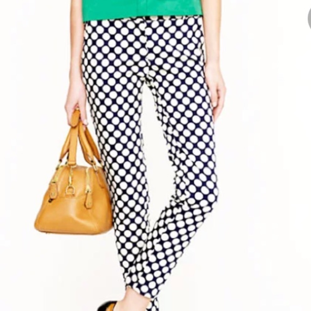 J.Crew City Fit Cropped Chino Polka Dot Career Slacks Trouser Pants
